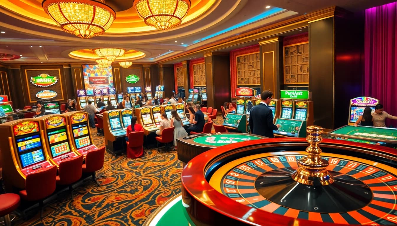 Engaged players enjoying a vibrant casino scene with link net88 themes showcased through luxury gaming elements.
