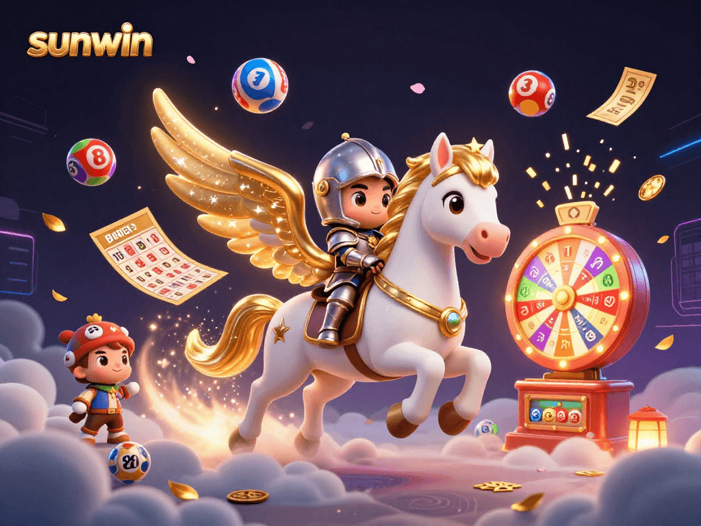 Experience the thrill of sunwin with an epic lottery scene filled with vibrant game elements.
