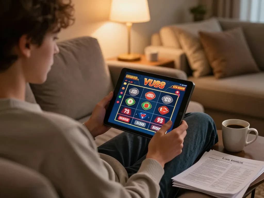 Experience strategic gameplay at https://vu88.lol/ with a player enjoying online casino gaming from home.
