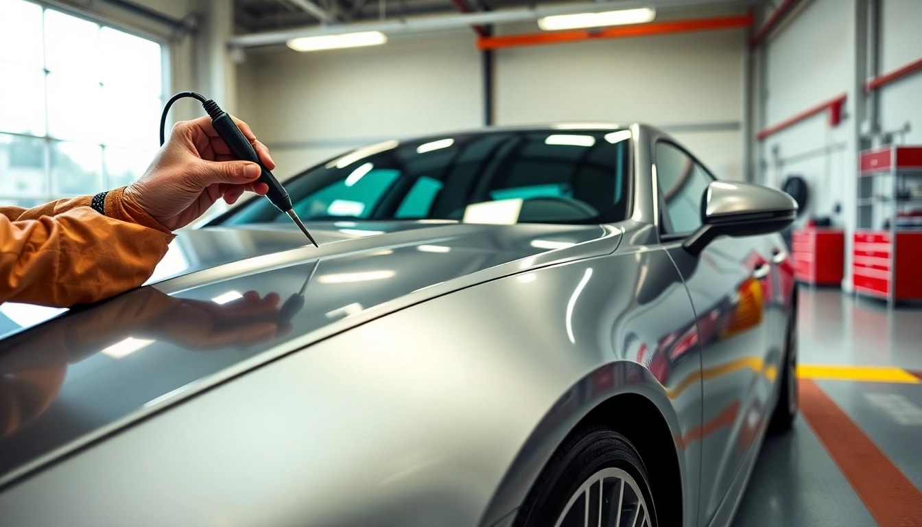 Applying PPF Chattanooga to protect a vehicle's surface with expert precision.