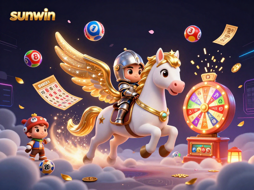 Experience the thrill of sunwin with an epic lottery scene filled with vibrant game elements.