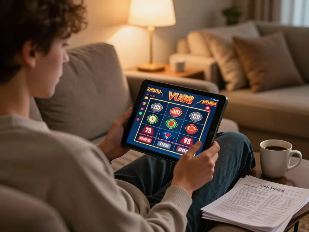 Experience strategic gameplay at https://vu88.lol/ with a player enjoying online casino gaming from home.