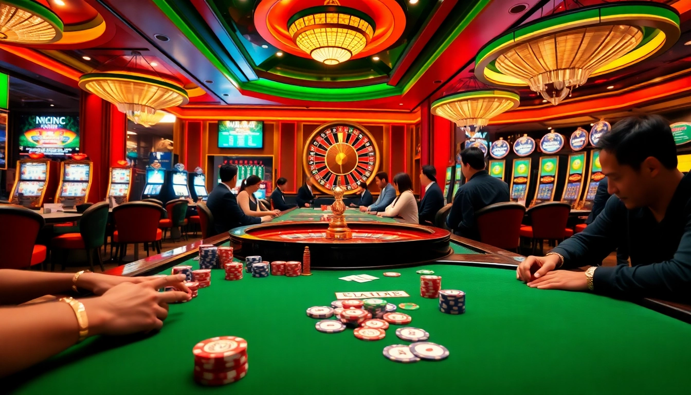 Players experience excitement at a Nhà cái uy tin casino with vibrant tables and thrilling games.