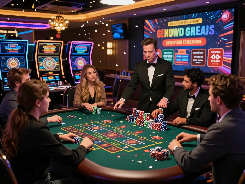 Engaging online gaming experience at https://ko66a.uk.com/ showcasing diverse players in a vibrant virtual casino with live dealers.
