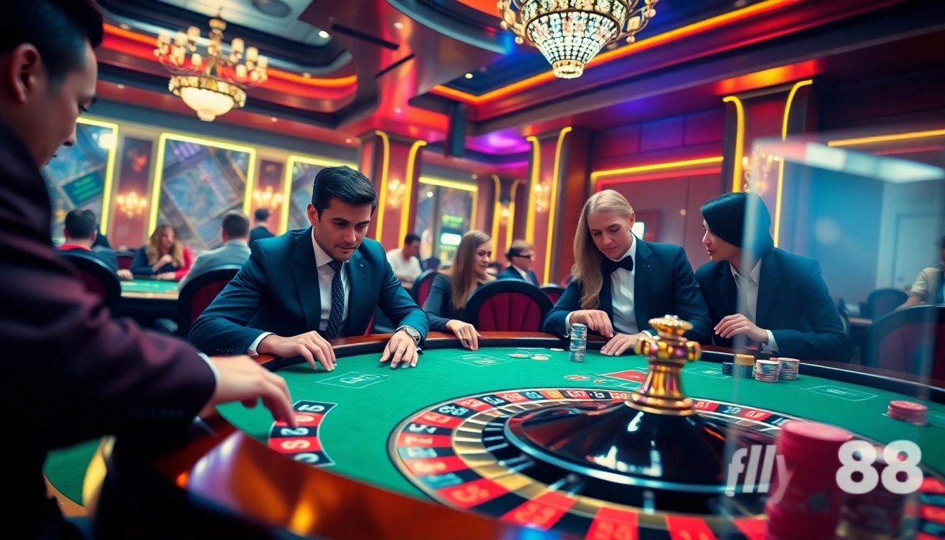 Experience the thrill of high-stakes gaming with fly88 at a luxury casino.
