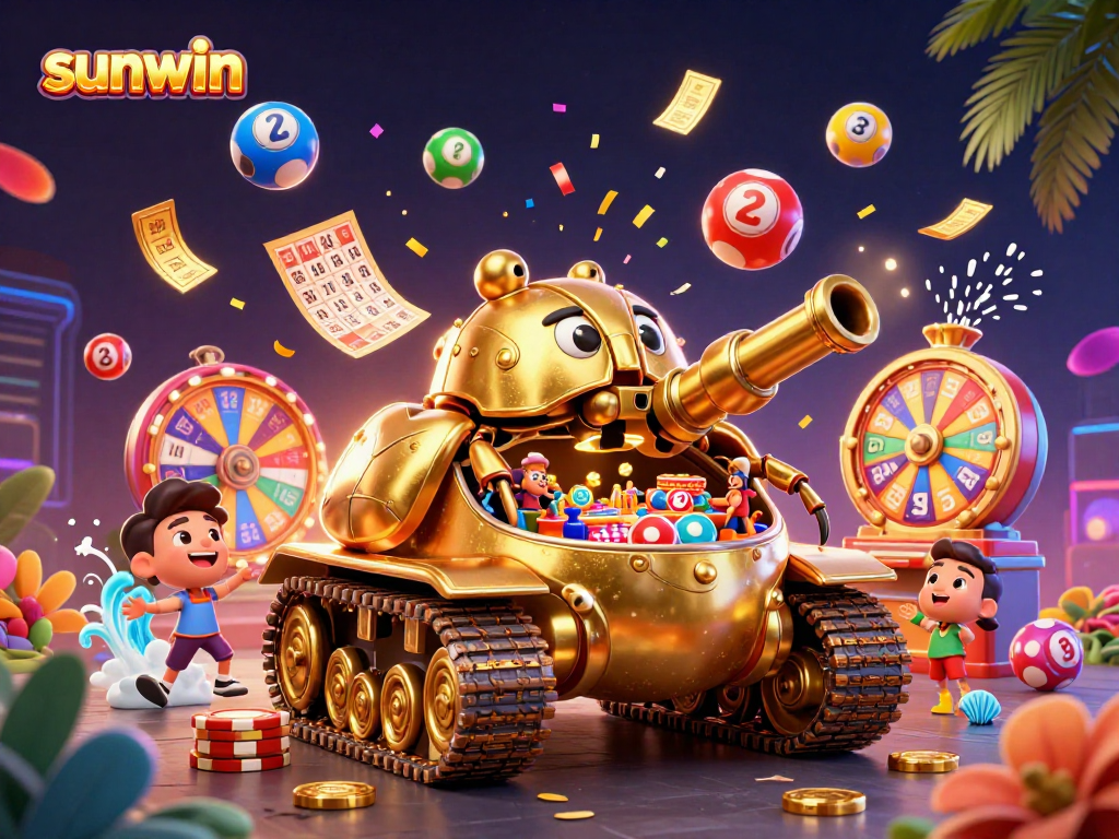 Experience vibrant excitement at the sunwin casino in this ultra-detailed scene with dynamic lottery action!