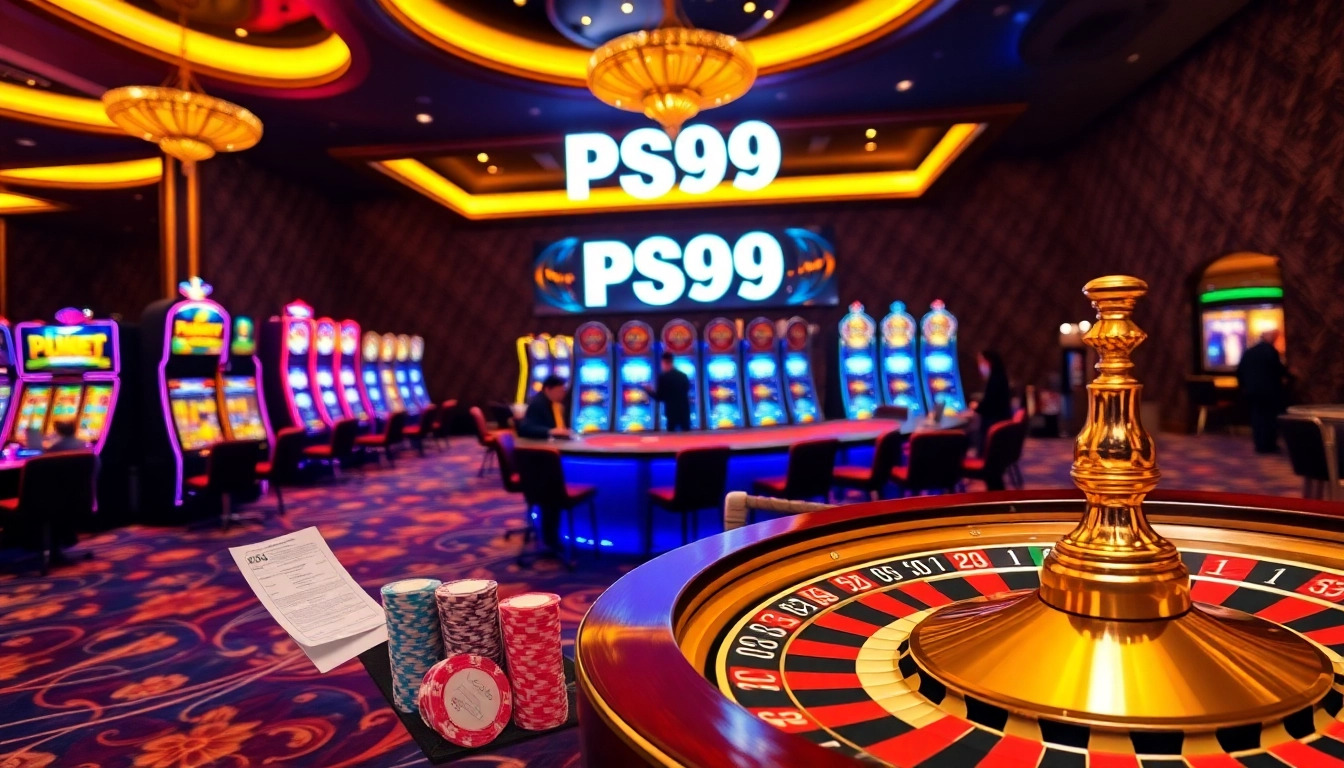 Experience the thrill of PS99 casino gaming with vibrant tables and luxurious environment.