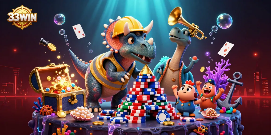33WIN celebrates winning moments with thrilling gaming elements in a vibrant underwater scene.