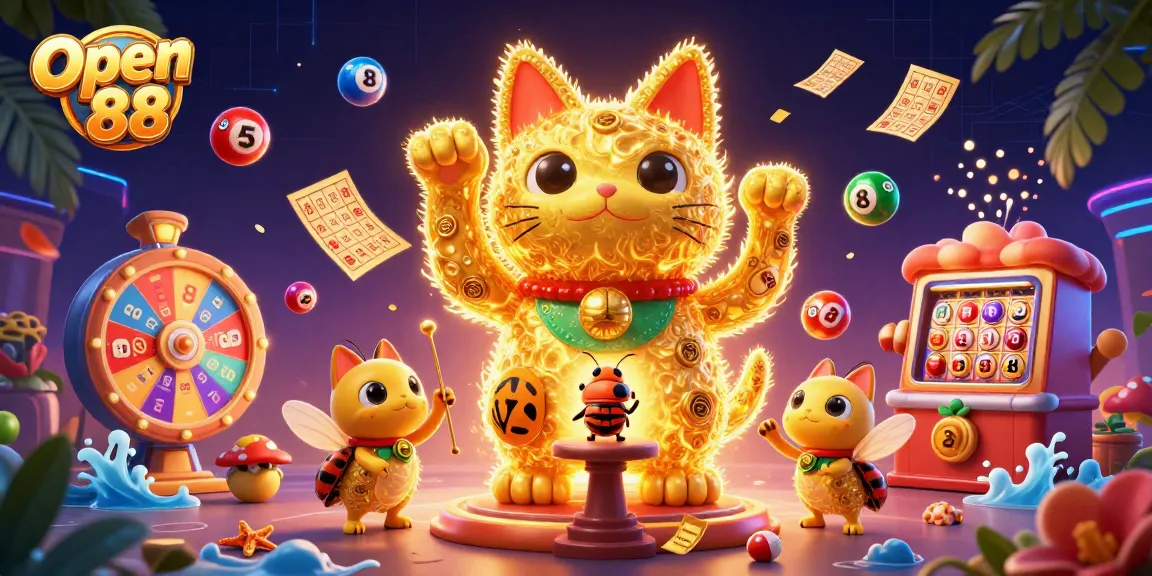 Experience the thrill of winning at Open 88 with a vibrant scene of casino symbols and lucky moments.