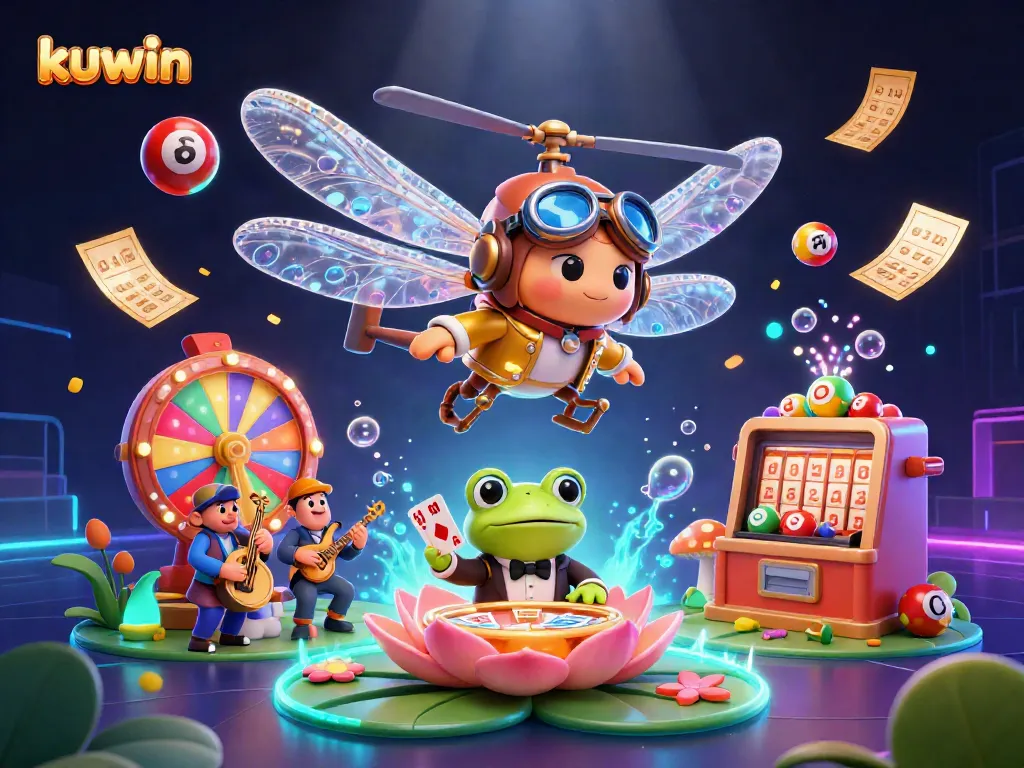 kuwin offers an exciting casino experience with a 3D dragonfly pilot and a frog dealer.