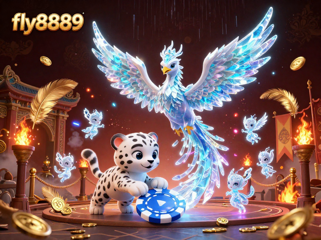 Engage with fly8889 at the ice phoenix casino scene filled with vibrant gaming elements.
