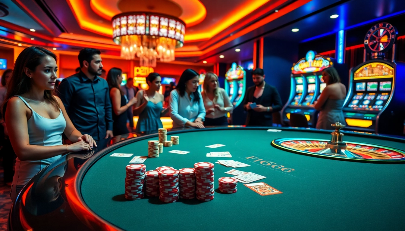 Players engaging in high-stakes games at F168's vibrant casino table.