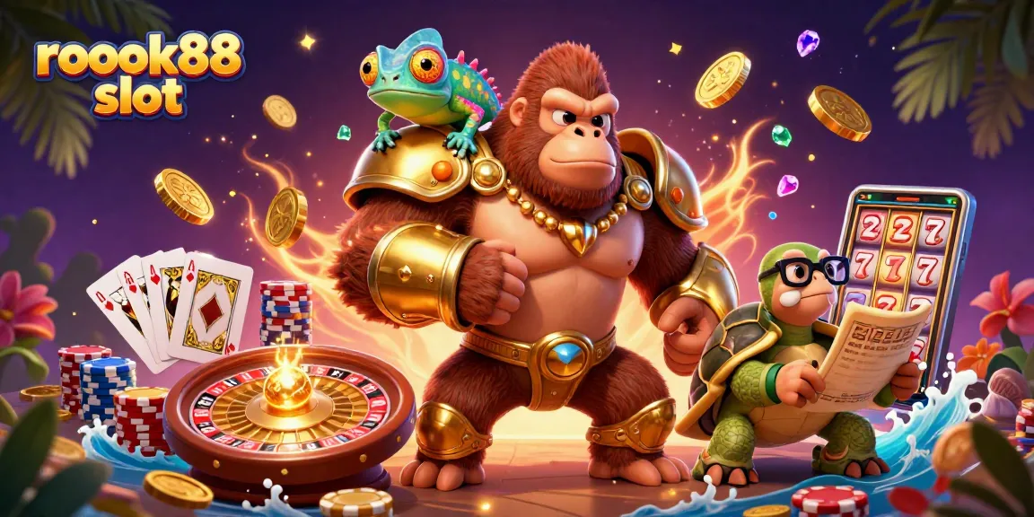 Engage with rokok88 slot, shown through vibrant 3D casino heroes amid dazzling game elements.