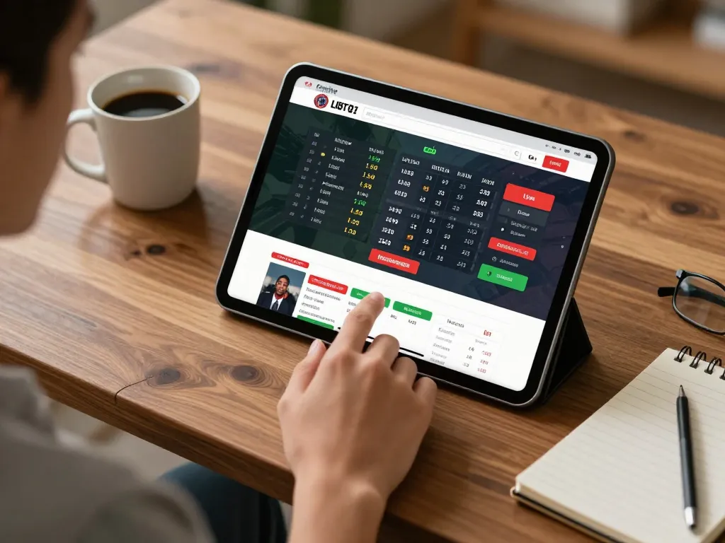 Engaging home sports betting scene on https://tip88.buzz/ where a user analyzes live match odds and places bets.