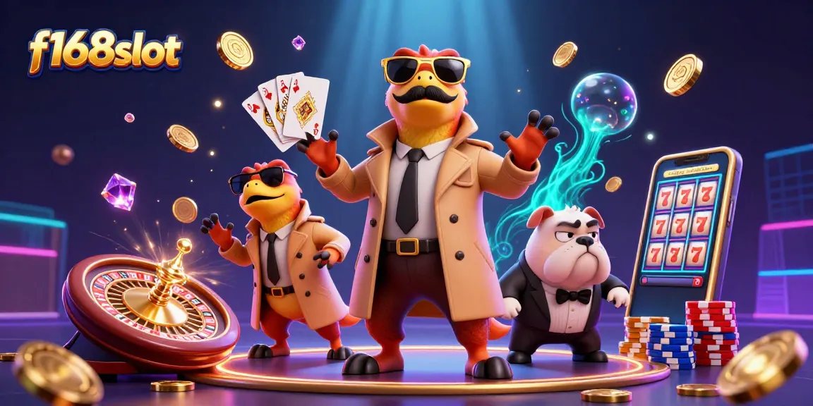 Experience thrilling moments at f168slot with three cartoon raptors entering a VIP lounge.