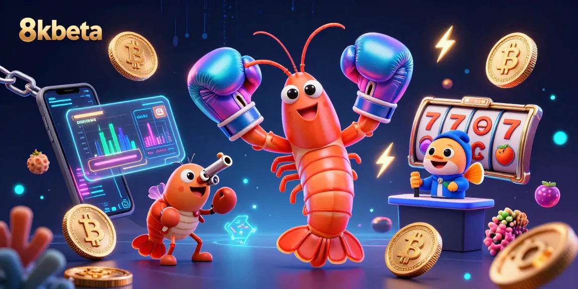 Engage with 8kbeta's vibrant casino adventure featuring animated sea characters amidst dazzling slots and cryptos.