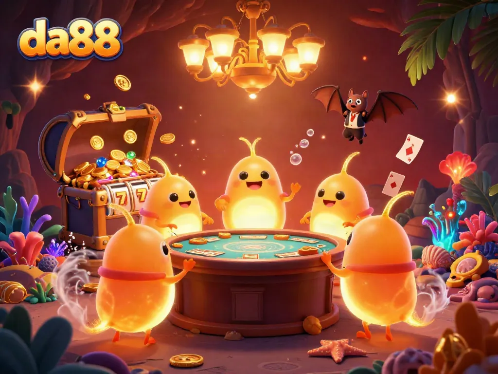 Experience the thrills of da88 in a vibrant, illuminated cave casino scene.