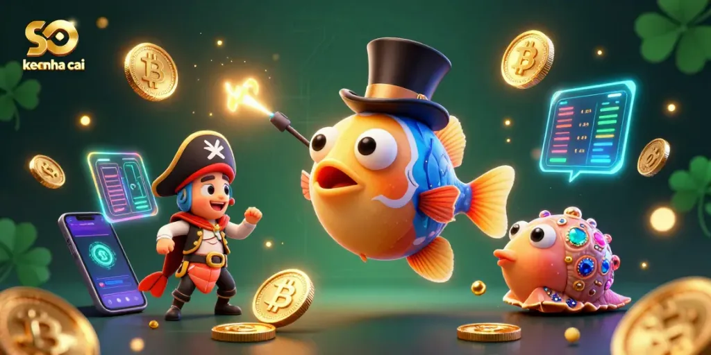 Sparkling scene with “soi keo nha cai” showcasing a deep-sea anglerfish leading a treasure hunt in crypto