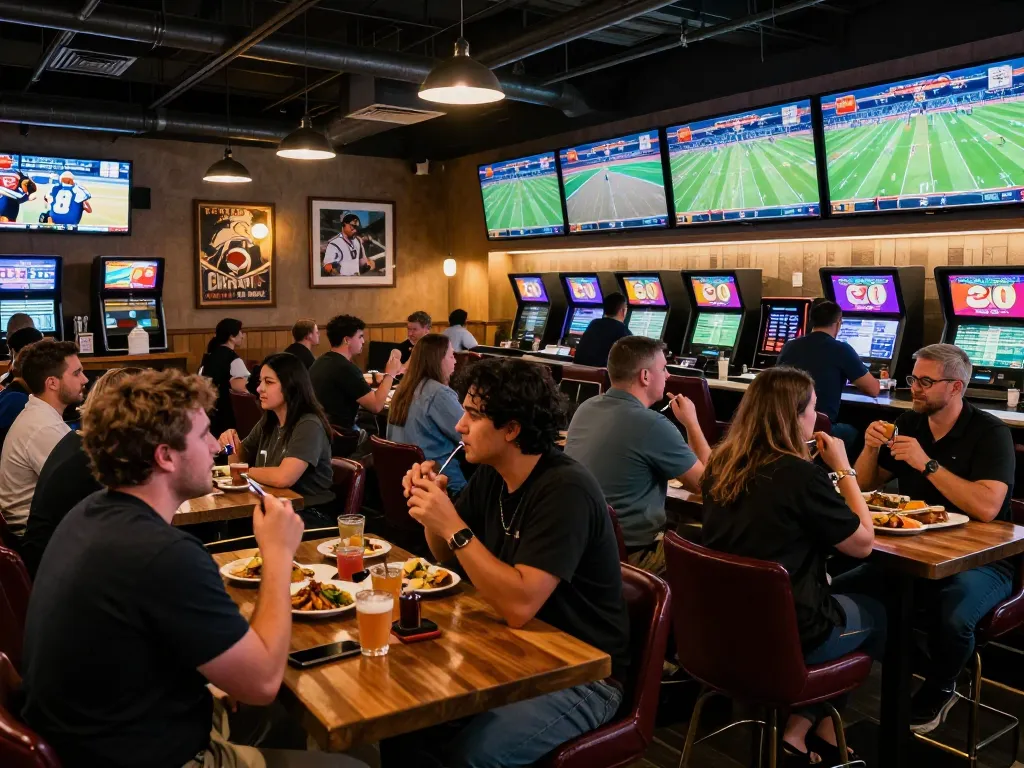 Enthusiastic bettors engaging in live sports betting experience at rr88com sportsbook.