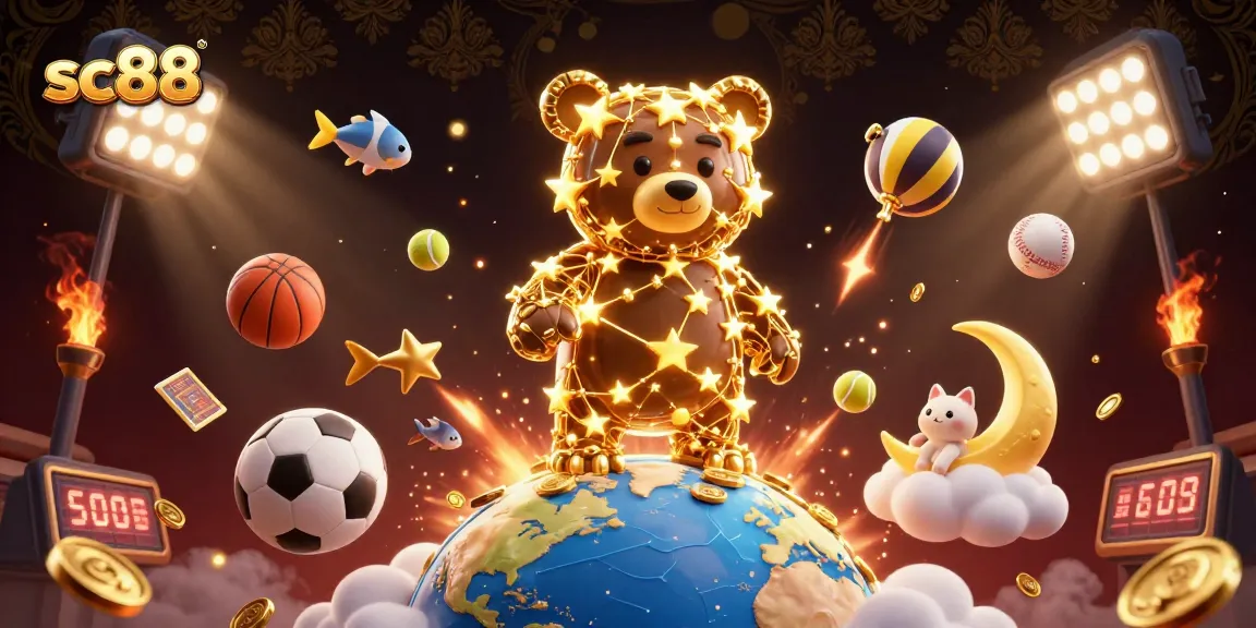 sc88 brings excitement with a constellation bear and golden elements in a dynamic 3D illustration