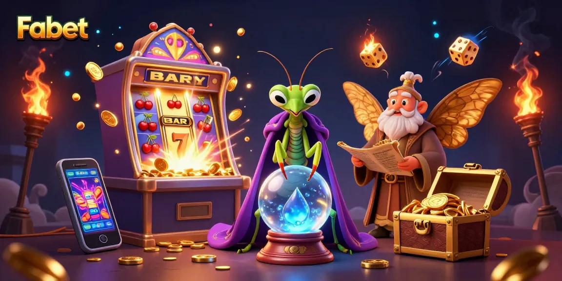 Experience Fabet's dramatic slot gameplay with a 3D scene of a fortune teller and golden riches.