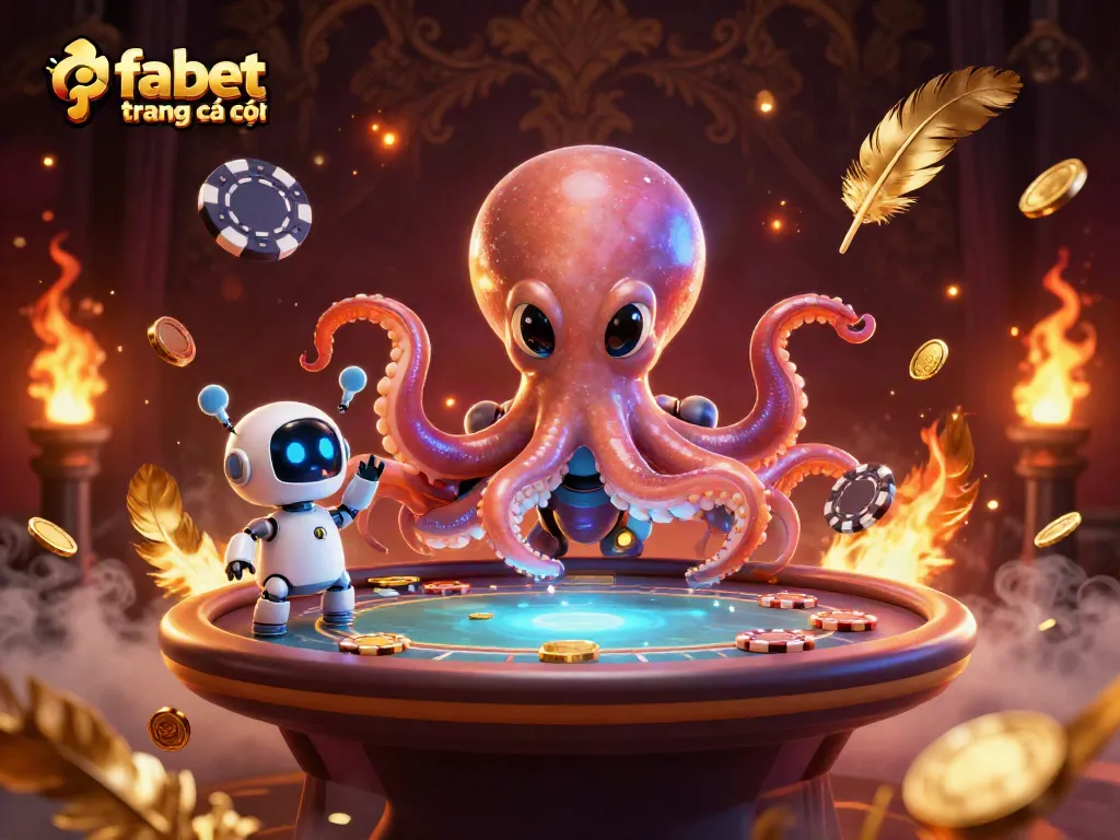 Experience fabet trang cá cược with an alien octopus at a dynamic poker table in a cosmic theme.