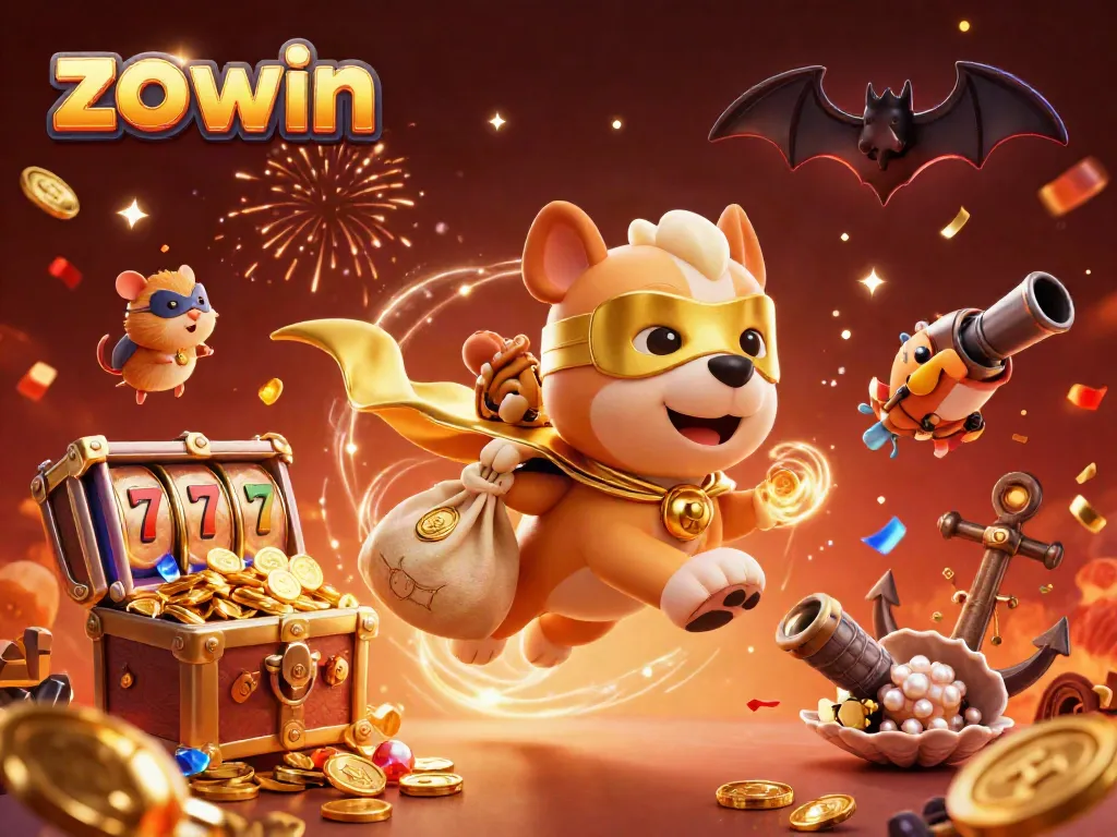Engaging scene of the superhero dog and hamster in zo win, featuring dynamic gambling elements and vibrant action.