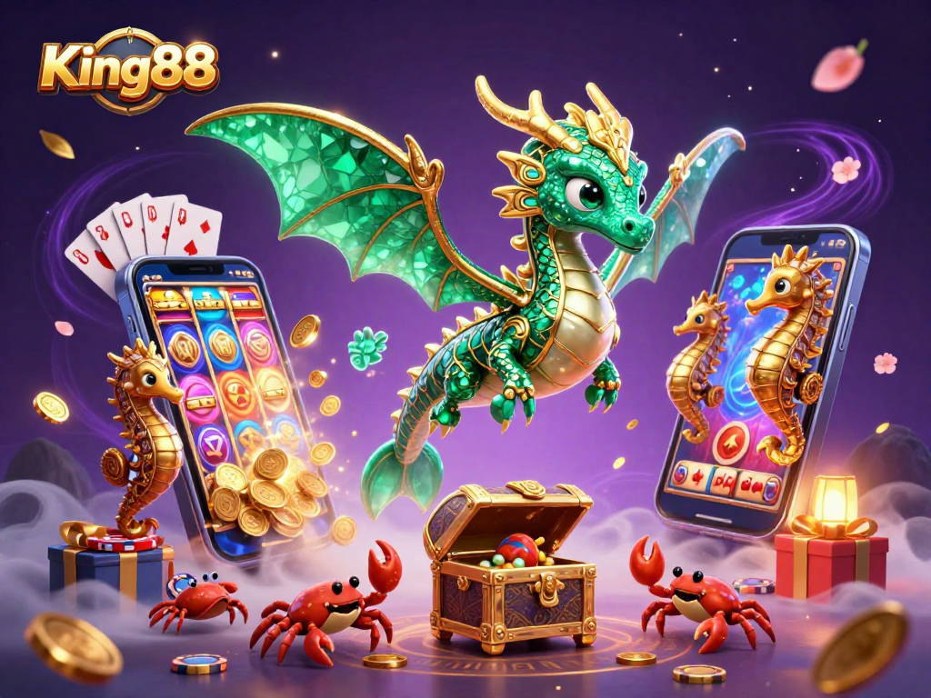 Experience thrilling gaming at King88 with dynamic slots, coins, and engaging dragon characters.