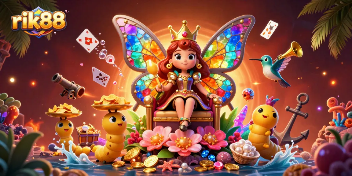 Play exciting games at rik88, featuring vibrant characters in a lively casino scene.