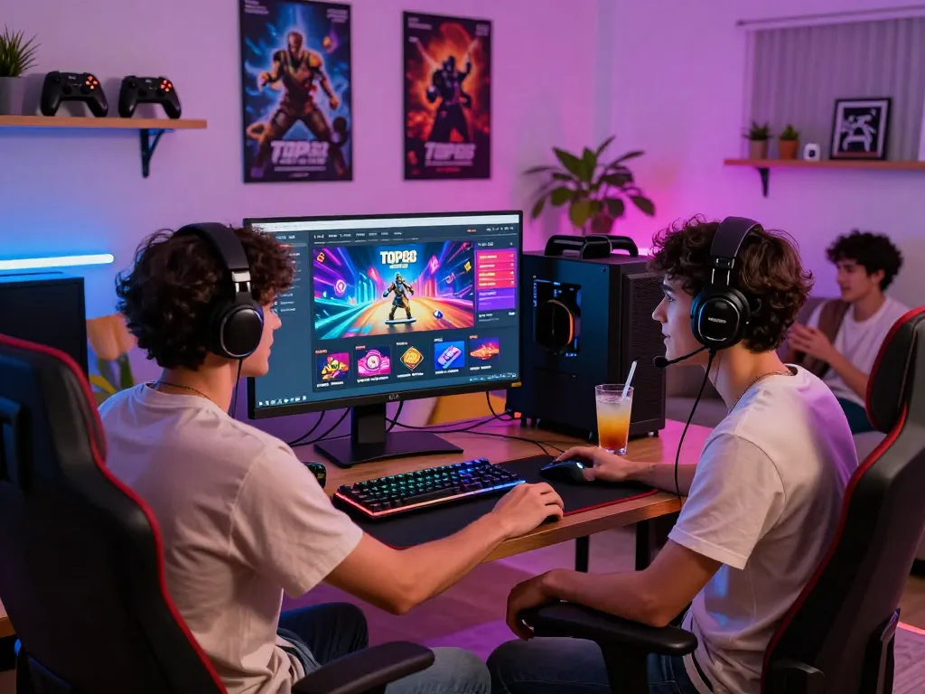 Exciting gaming environment featuring TOP88 platform interface with peripherals in cozy living room.