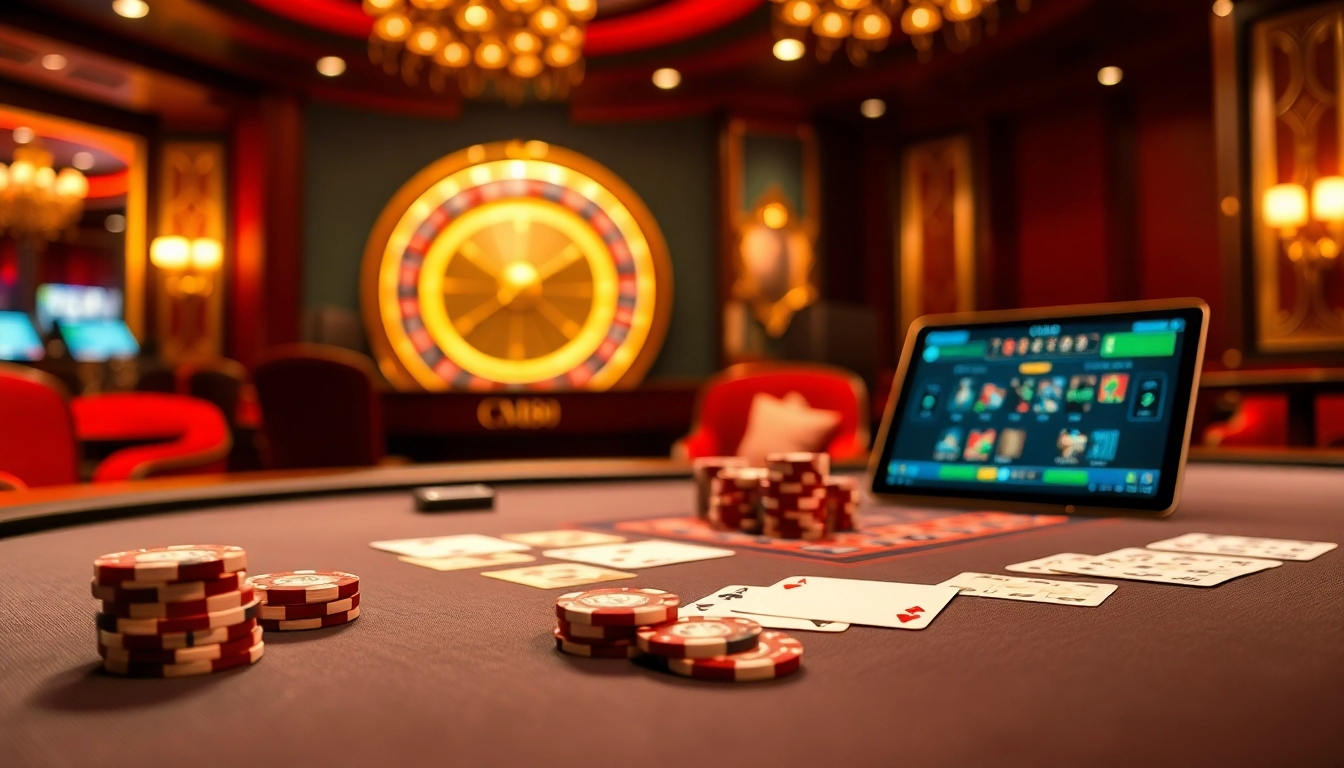 Experience the luxury of CM88 as players engage in a high-stakes game at an elegant casino table.
