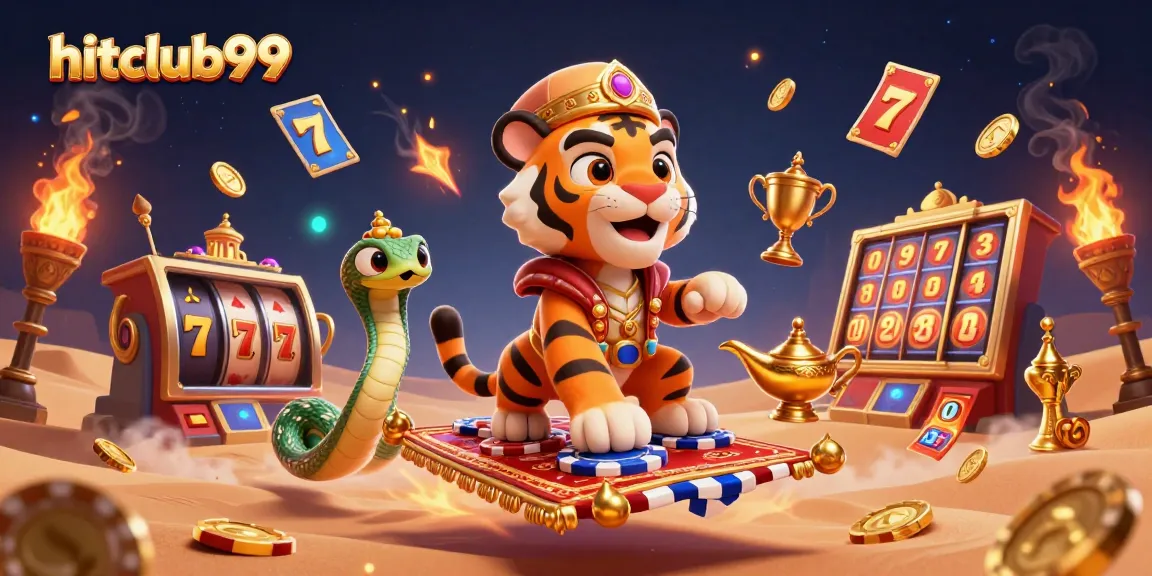 Experience the excitement of hitclub99 with an engaging scene featuring a tiger sultan and slot elements.