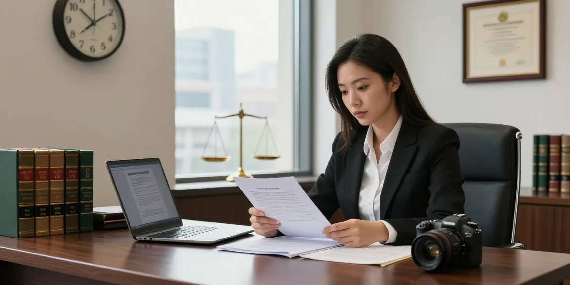 Legal expert at J.K. Chaudhary & Associates reviewing case files in a professional law office.