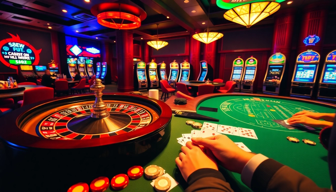 Experience thrilling bets and winning moments at https://s8hn.com/ with vibrant casino scenes showcasing roulette and poker.