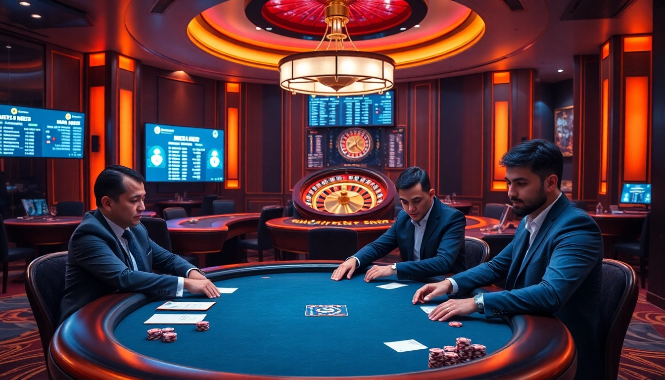 Fabet online gambling interface showcasing poker action at a luxury casino.